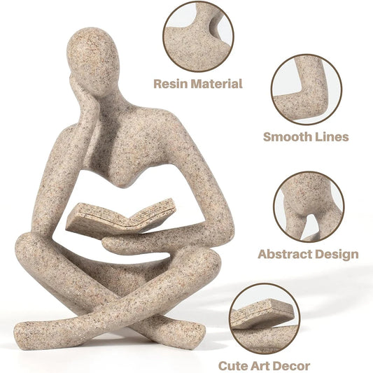 Modern Abstract Thinker Statue – Resin Art Sculpture for Bookshelf & Office Decor