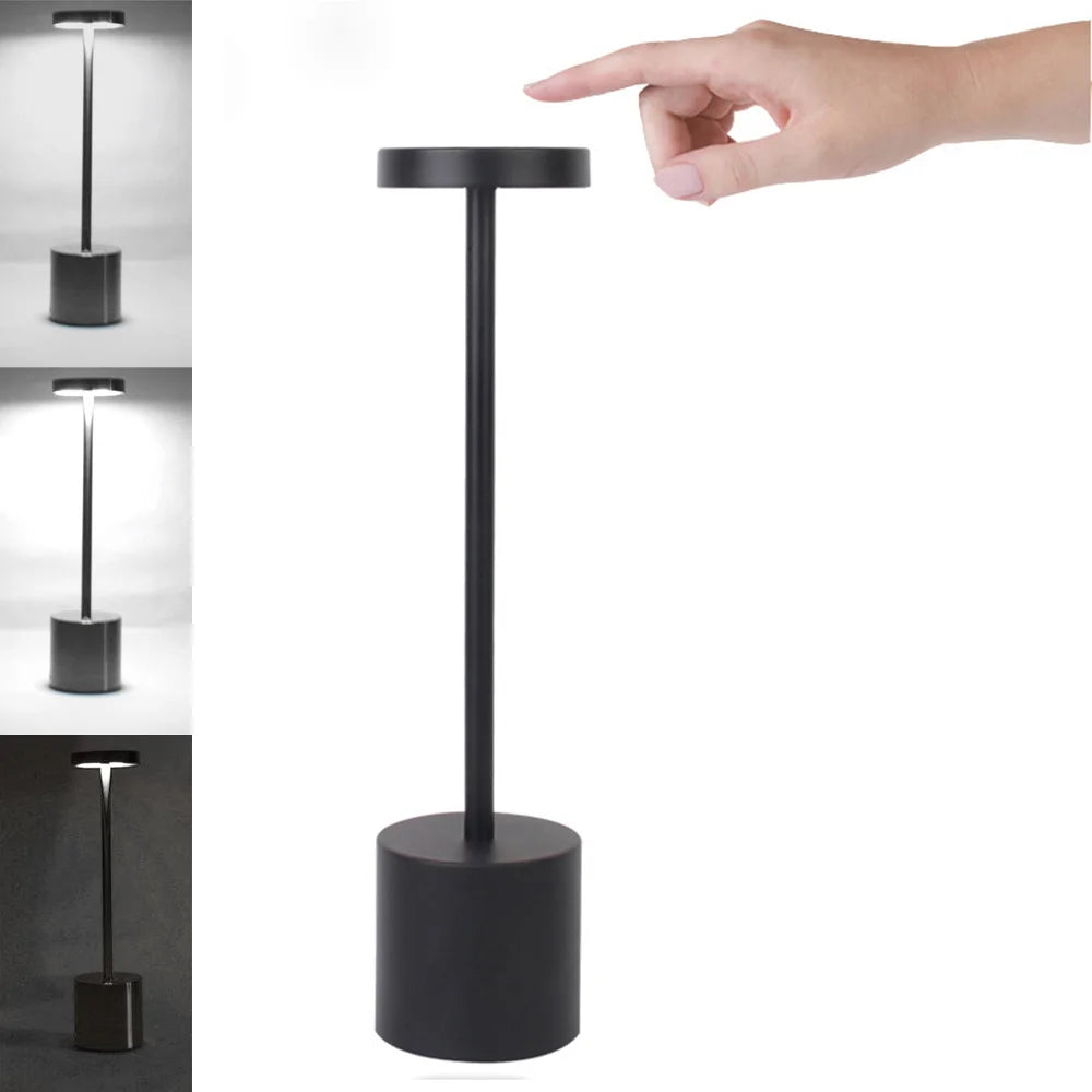 Portable Metal LED Desk Lamp – 3-Color Touch Sensor Night Light