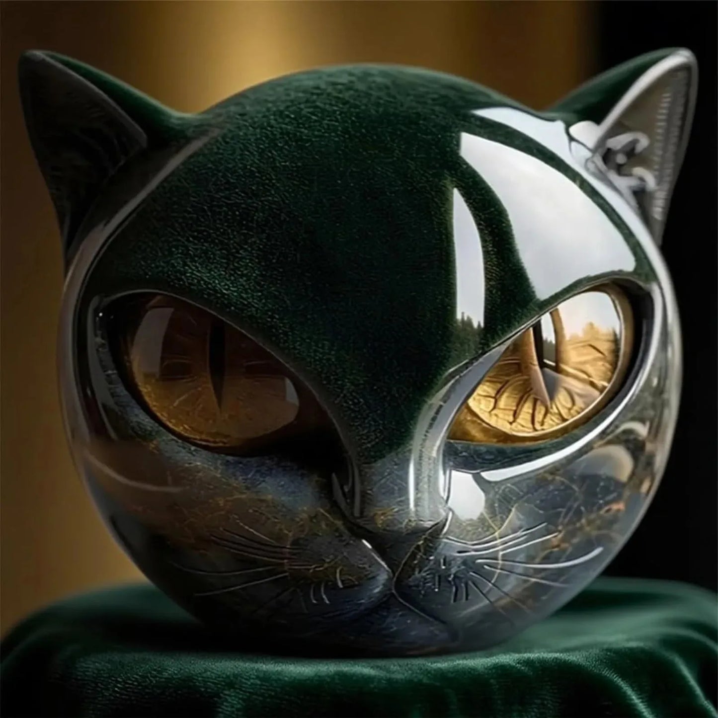 Black Cat Resin Figurine – Modern Marble-Style Decorative Cat Statue