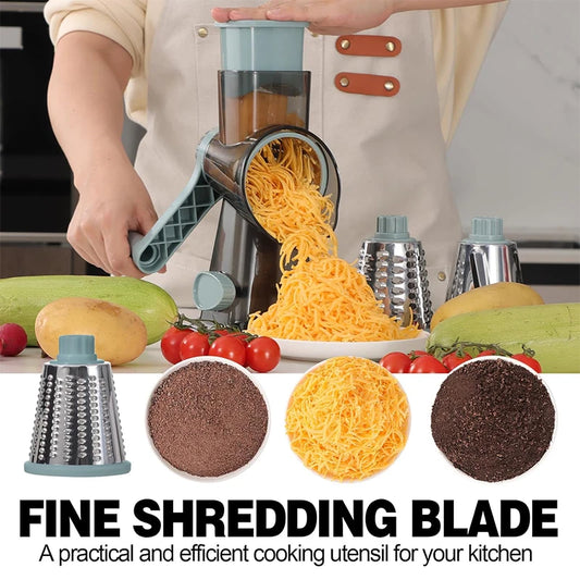 3-in-1 Rotary Cheese Grater & Vegetable Slicer – Manual Kitchen Tool