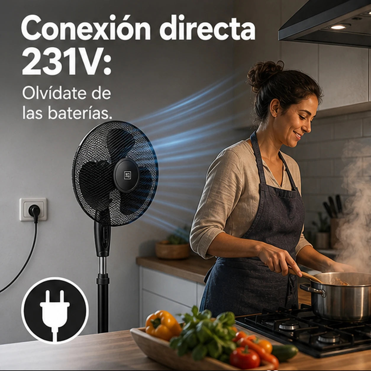 40cm Standing Floor Fan – 3-Speed Quiet Cooling with Height Adjustment