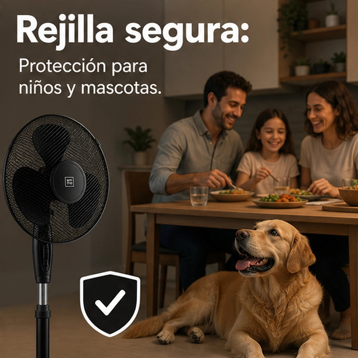 40cm Standing Floor Fan – 3-Speed Quiet Cooling with Height Adjustment