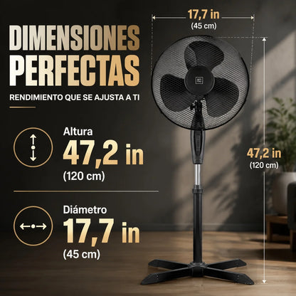 40cm Standing Floor Fan – 3-Speed Quiet Cooling with Height Adjustment