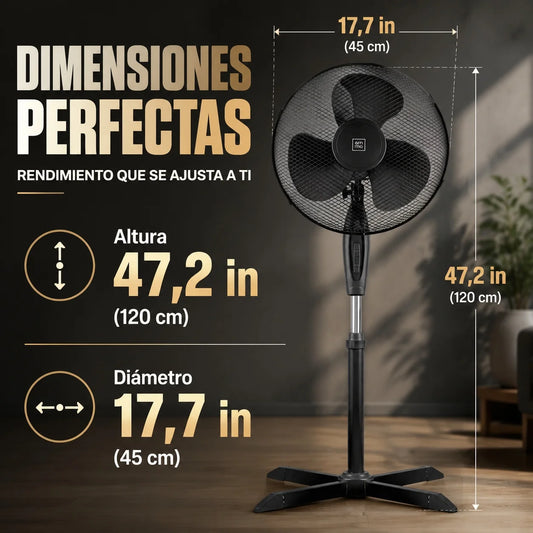 40cm Standing Floor Fan – 3-Speed Quiet Cooling with Height Adjustment