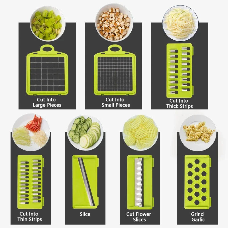 16-in-1 Multifunctional Vegetable Chopper – Slicer, Dicer & Grater