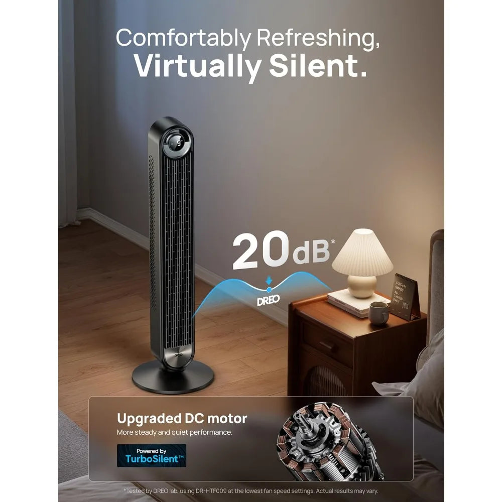 Ultra-Quiet Bladeless Tower Fan – 9-Speed Oscillating Floor Fan with Remote & Smart Cooling