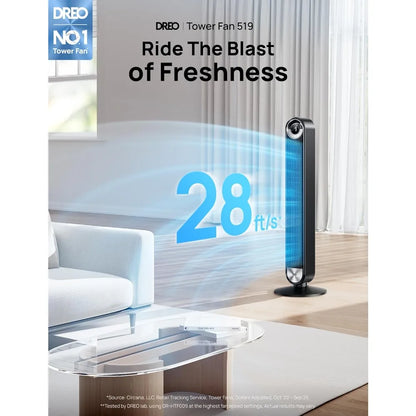 Ultra-Quiet Bladeless Tower Fan – 9-Speed Oscillating Floor Fan with Remote & Smart Cooling