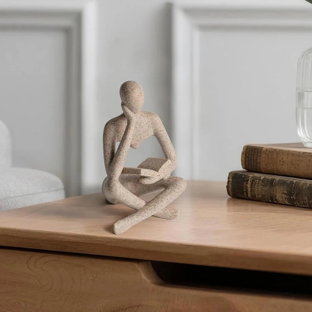 Modern Abstract Thinker Statue – Resin Art Sculpture for Bookshelf & Office Decor