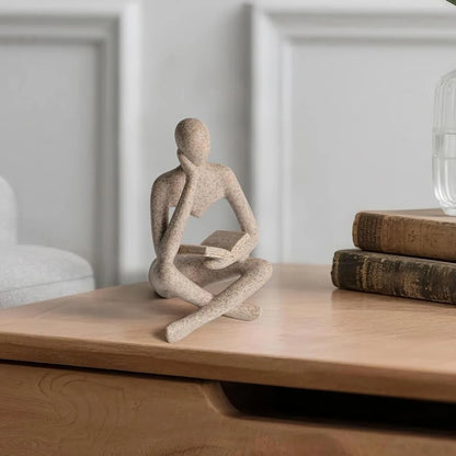Modern Abstract Thinker Statue – Resin Art Sculpture for Bookshelf & Office Decor