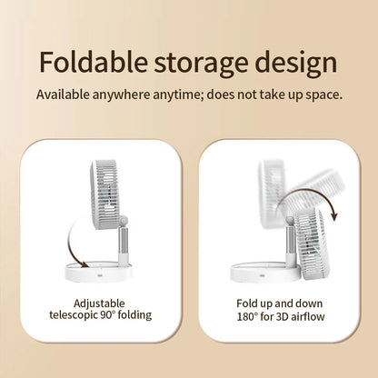 Portable 8-Inch Foldable USB Fan – 4-Speed Rechargeable Floor & Table Fan