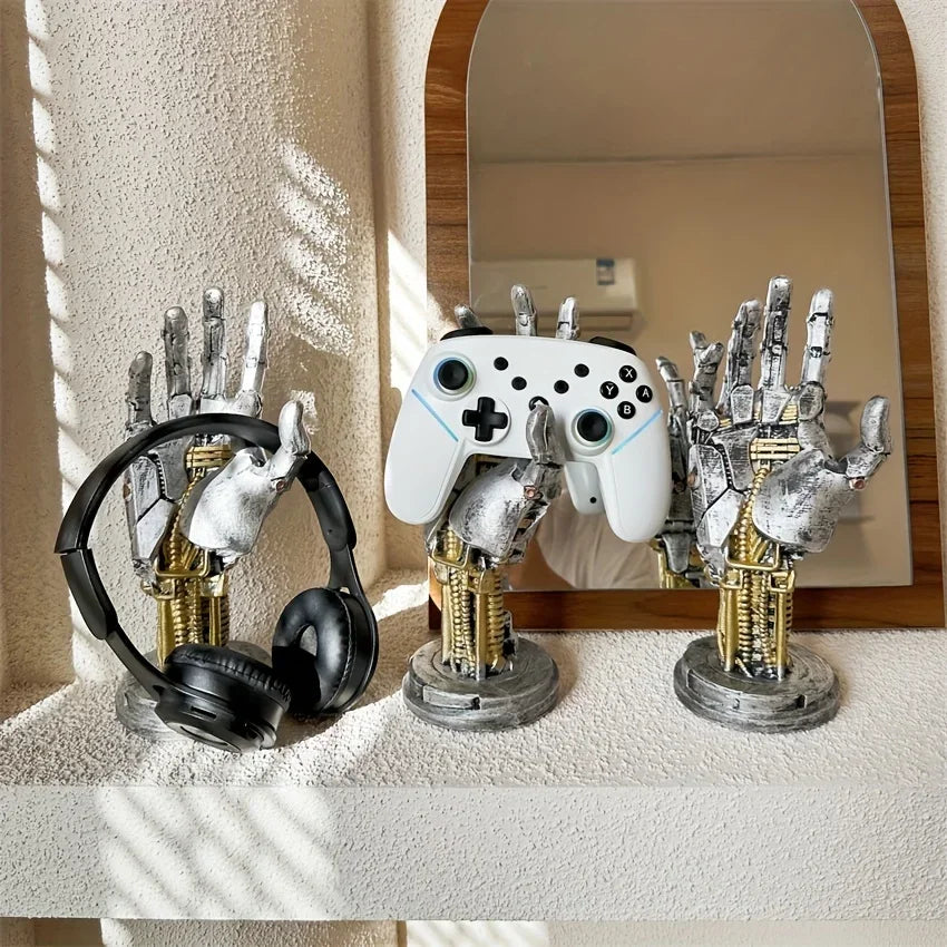 Cyberpunk Robotic Hand Controller Stand – Sci-Fi Gaming Desk Organizer