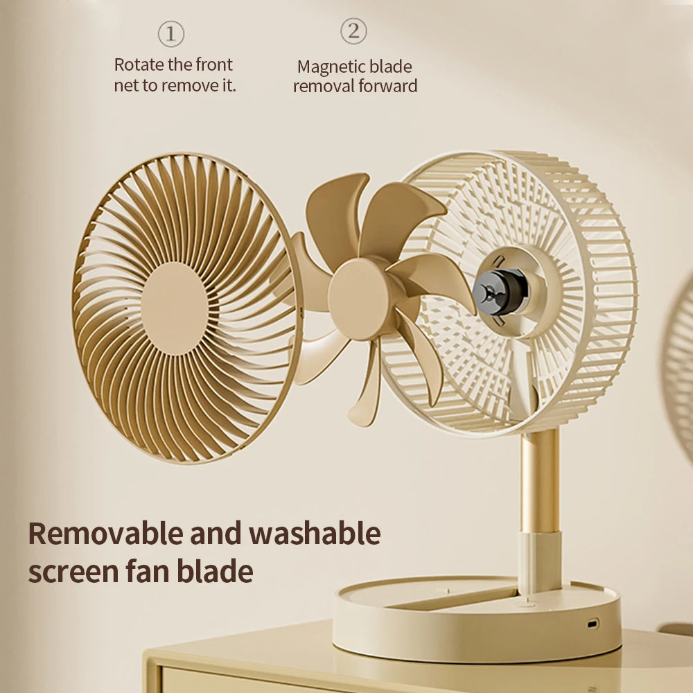 Portable 8-Inch Foldable USB Fan – 4-Speed Rechargeable Floor & Table Fan
