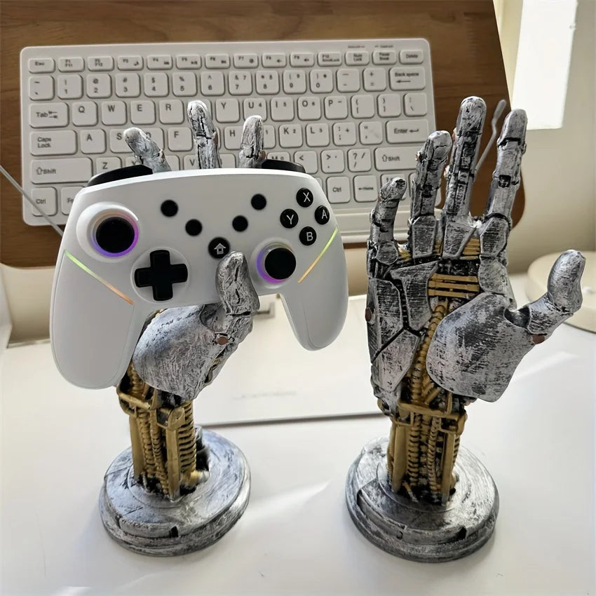 Cyberpunk Robotic Hand Controller Stand – Sci-Fi Gaming Desk Organizer