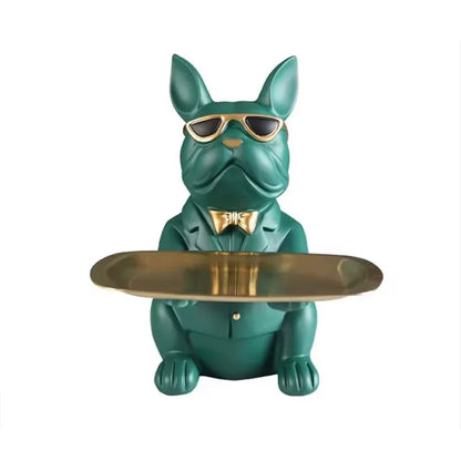 Modern Bulldog Storage Tray Statue – Decorative Resin Organizer for Home Décor