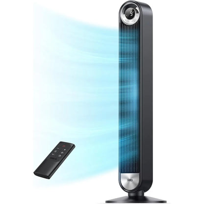 Ultra-Quiet Bladeless Tower Fan – 9-Speed Oscillating Floor Fan with Remote & Smart Cooling