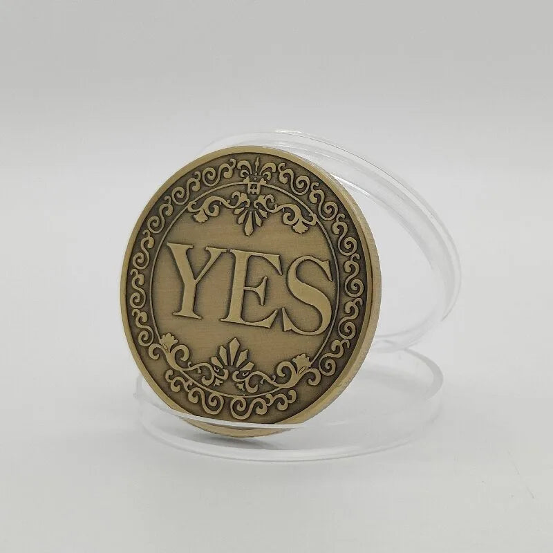 Yes or No" Decision-Making Coin – Vintage Bronze Commemorative Souvenir