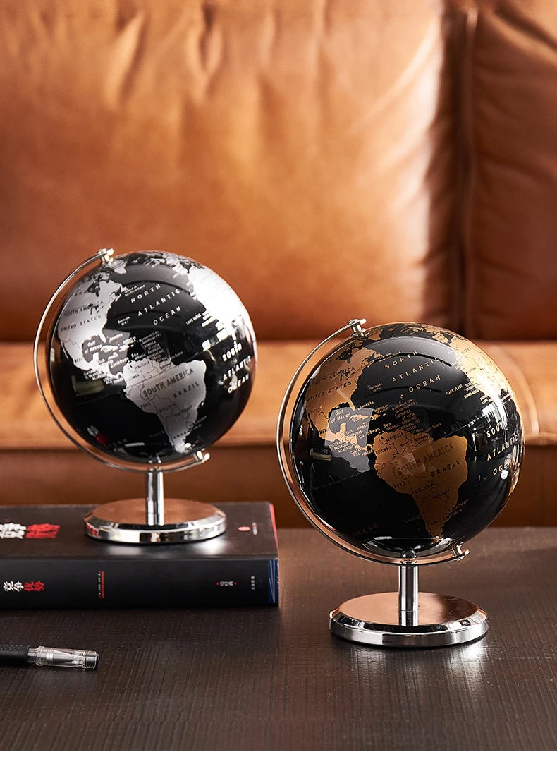 Retro World Globe – Decorative Desktop Map for Home Office & Educational Learning