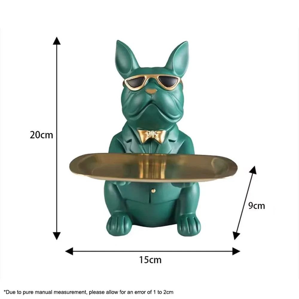 Modern Bulldog Storage Tray Statue – Decorative Resin Organizer for Home Décor
