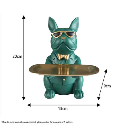Modern Bulldog Storage Tray Statue – Decorative Resin Organizer for Home Décor