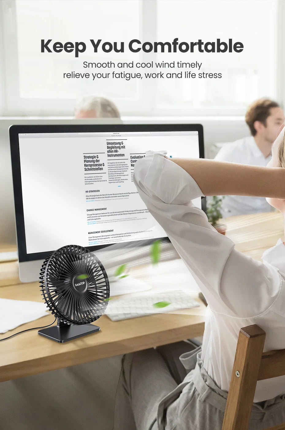 90° Adjustable Quiet Table Fan – Powerful 4-Speed USB Air Circulator