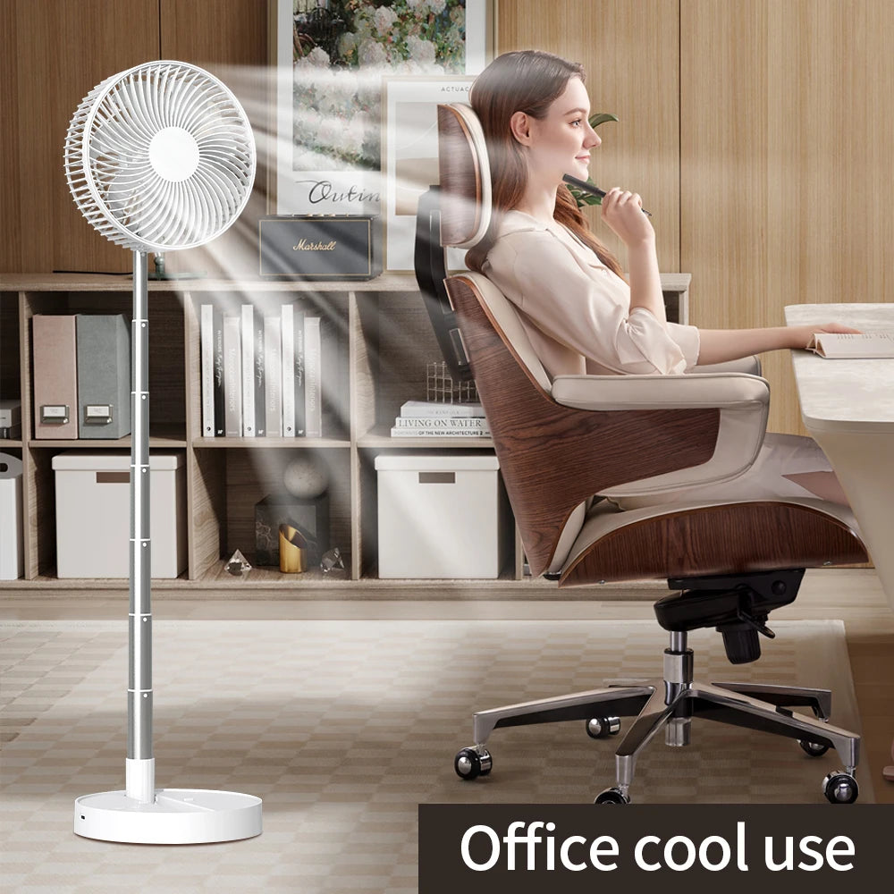 Portable 8-Inch Foldable USB Fan – 4-Speed Rechargeable Floor & Table Fan
