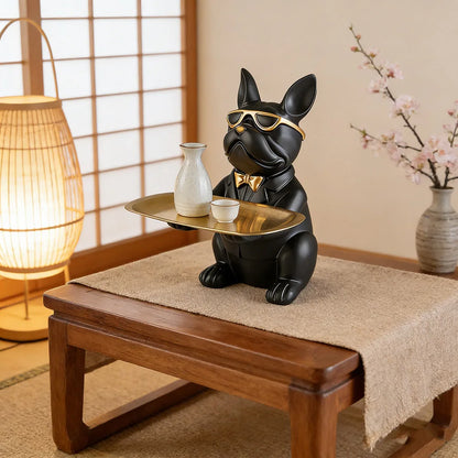 Modern Bulldog Storage Tray Statue – Decorative Resin Organizer for Home Décor