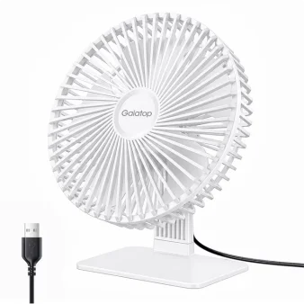 90° Adjustable Quiet Table Fan – Powerful 4-Speed USB Air Circulator