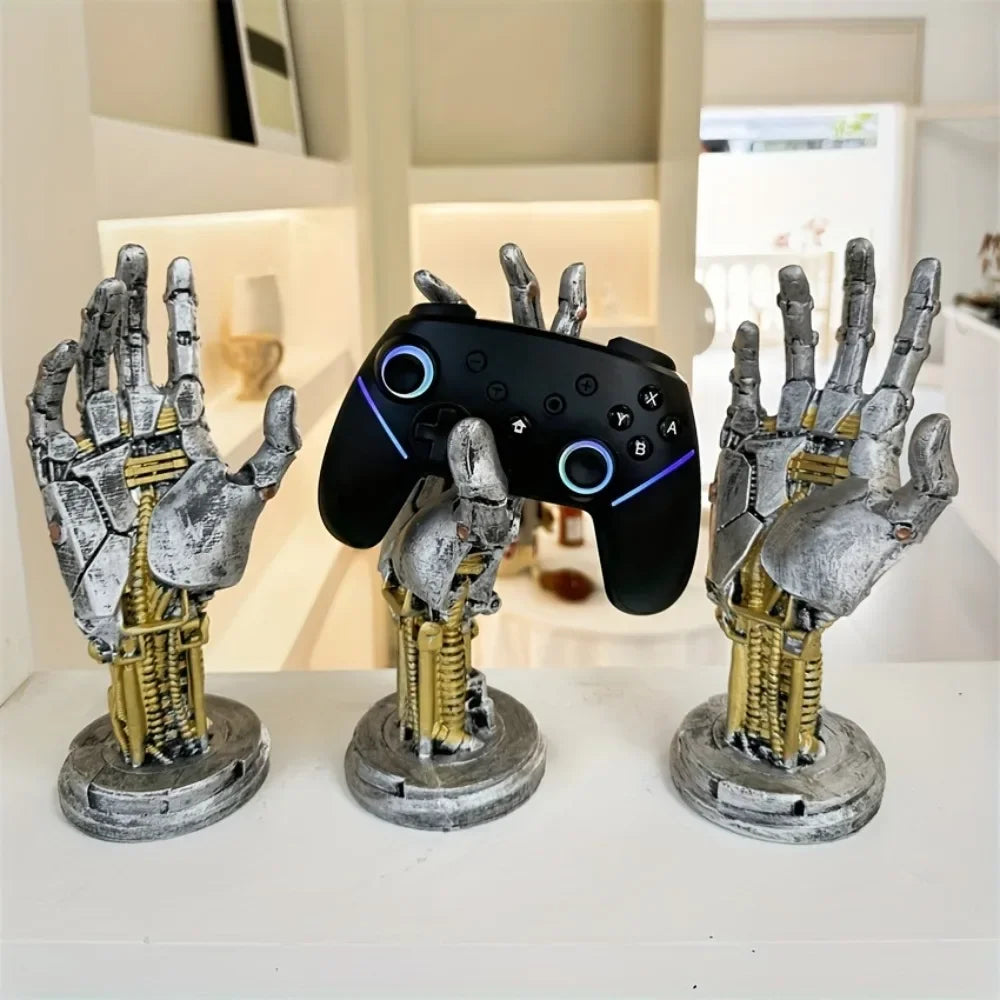 Cyberpunk Robotic Hand Controller Stand – Sci-Fi Gaming Desk Organizer