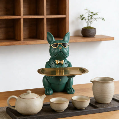 Modern Bulldog Storage Tray Statue – Decorative Resin Organizer for Home Décor