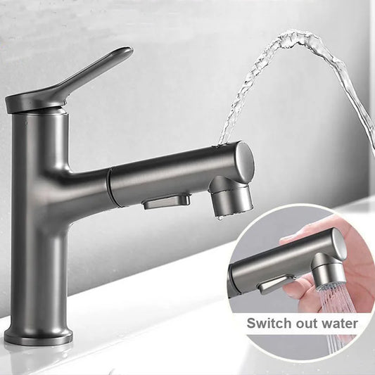 Modern Pull-Out Bathroom Basin Faucet – Solid Brass Hot & Cold Mixer Tap