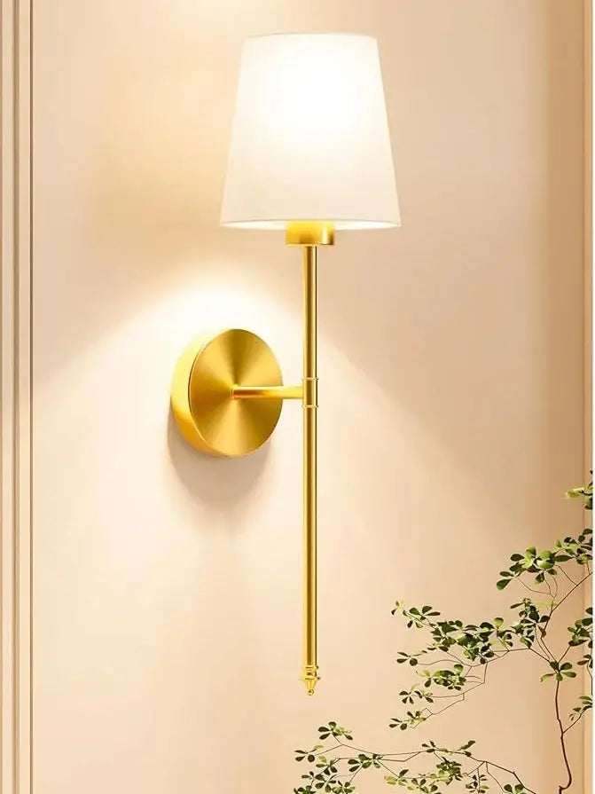 Wireless Battery-Operated Wall Sconce – Gold & Black Modern Wall Lamp with Remote & 15 RGB Colors