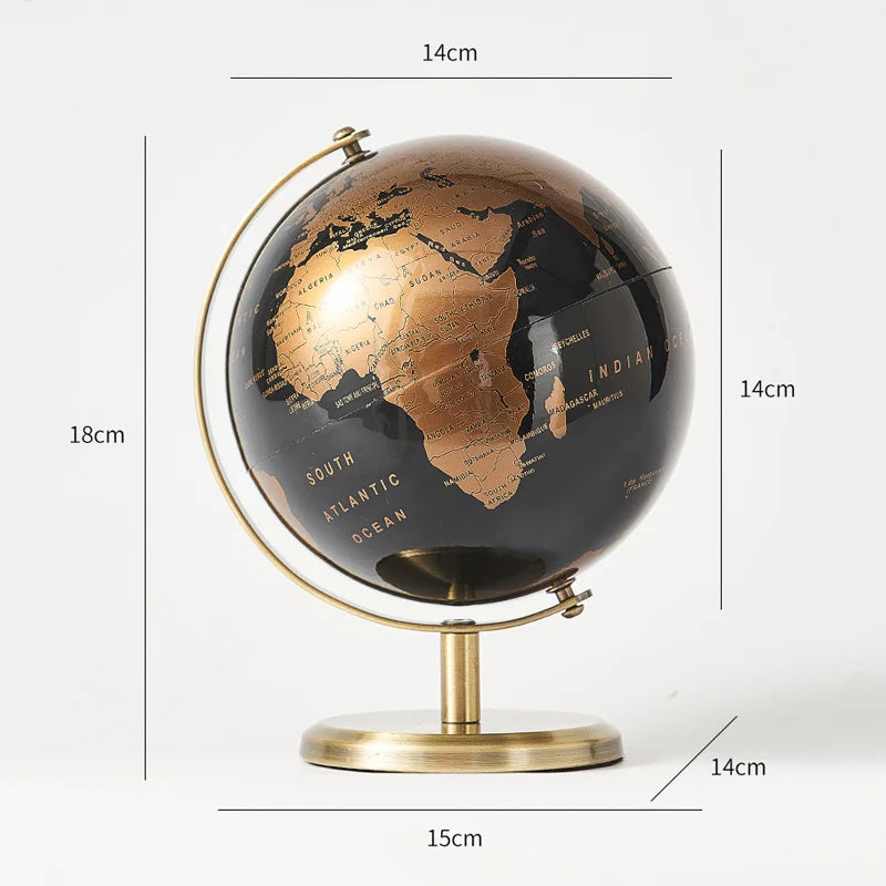 Retro World Globe – Decorative Desktop Map for Home Office & Educational Learning