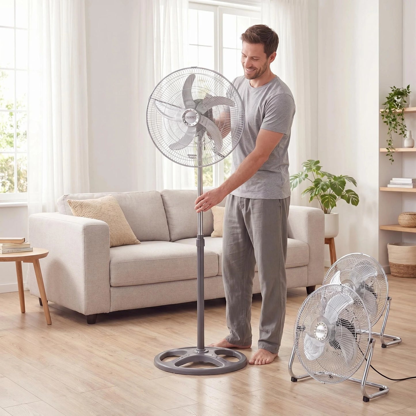 Powerful 65W Turbo Pedestal Fan – Industrial Grade 3-Speed Metal Air Circulator