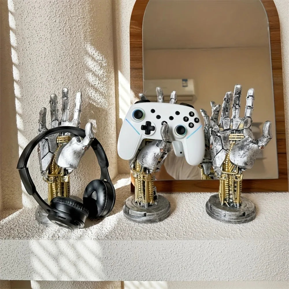 Cyberpunk Robotic Hand Controller Stand – Sci-Fi Gaming Desk Organizer