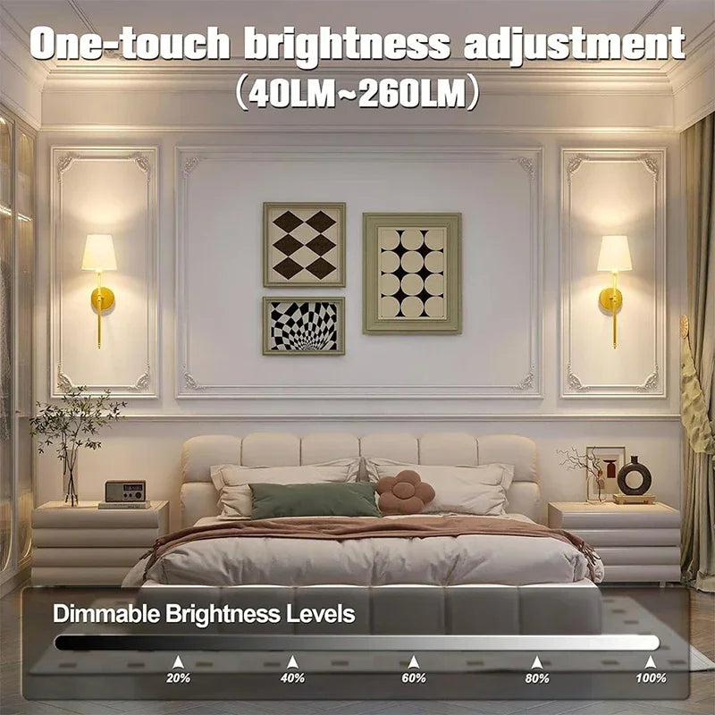 Wireless Battery-Operated Wall Sconce – Gold & Black Modern Wall Lamp with Remote & 15 RGB Colors