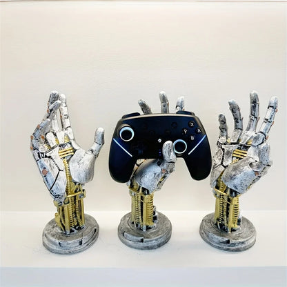 Cyberpunk Robotic Hand Controller Stand – Sci-Fi Gaming Desk Organizer