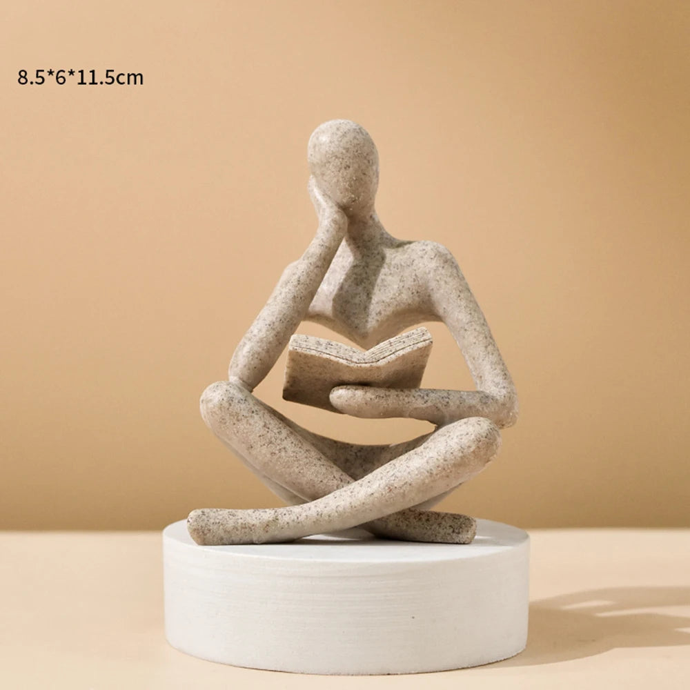 Modern Abstract Thinker Statue – Resin Art Sculpture for Bookshelf & Office Decor