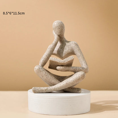 Modern Abstract Thinker Statue – Resin Art Sculpture for Bookshelf & Office Decor