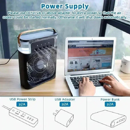 Multifunctional Desktop Air Conditioner Fan – 3-Speed Cooling & Humidifying