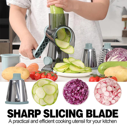 3-in-1 Rotary Cheese Grater & Vegetable Slicer – Manual Kitchen Tool