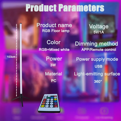 Smart RGB Corner Floor Lamp – App-Controlled LED Light with Music Sync