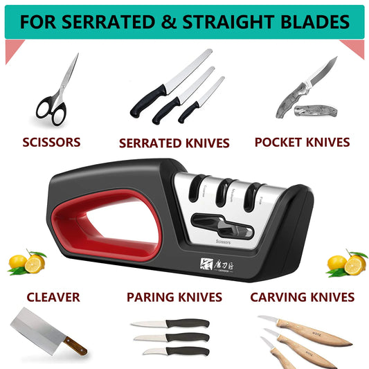 4-in-1 Kitchen Knife & Scissor Sharpener – Professional Diamond & Ceramic System
