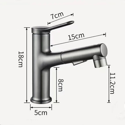 Modern Pull-Out Bathroom Basin Faucet – Solid Brass Hot & Cold Mixer Tap