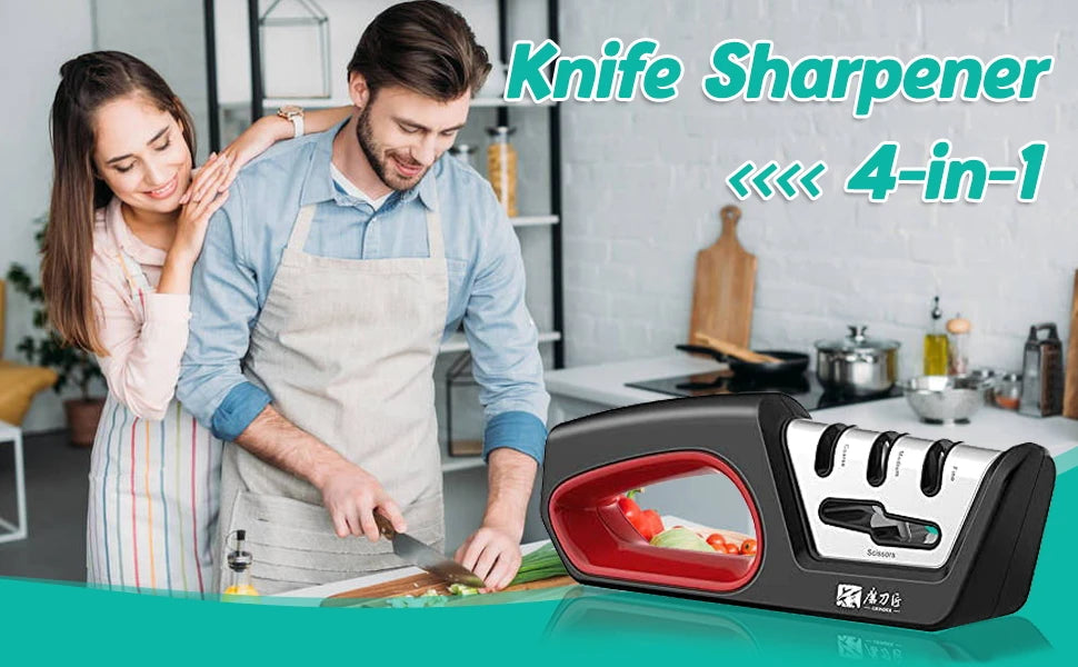 4-in-1 Kitchen Knife & Scissor Sharpener – Professional Diamond & Ceramic System