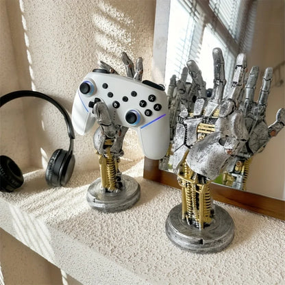 Cyberpunk Robotic Hand Controller Stand – Sci-Fi Gaming Desk Organizer