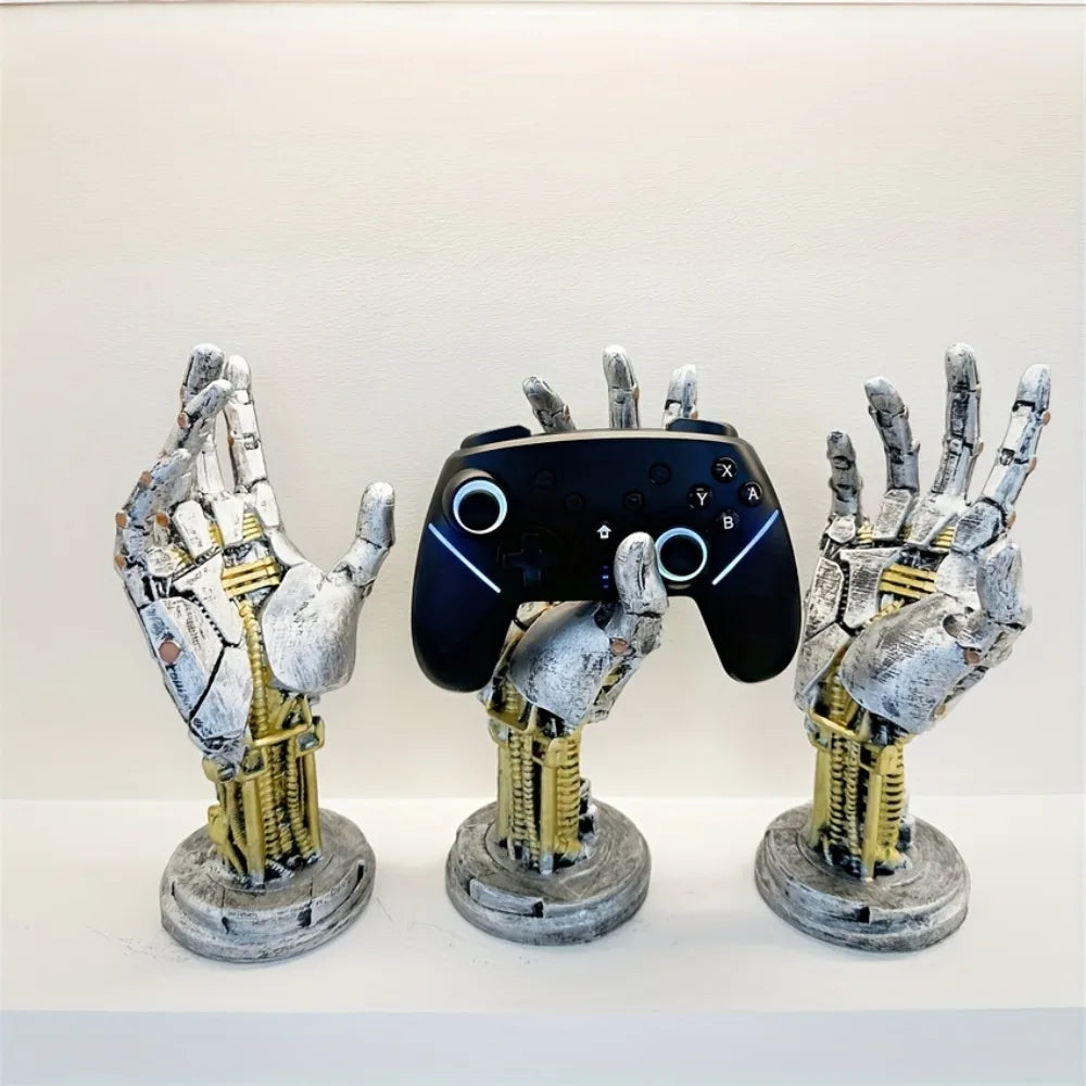 Cyberpunk Robotic Hand Controller Stand – Sci-Fi Gaming Desk Organizer
