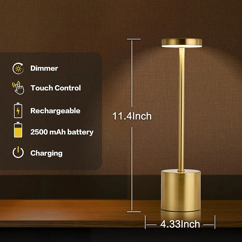 Portable Metal LED Desk Lamp – 3-Color Touch Sensor Night Light