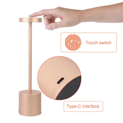 Portable Metal LED Desk Lamp – 3-Color Touch Sensor Night Light