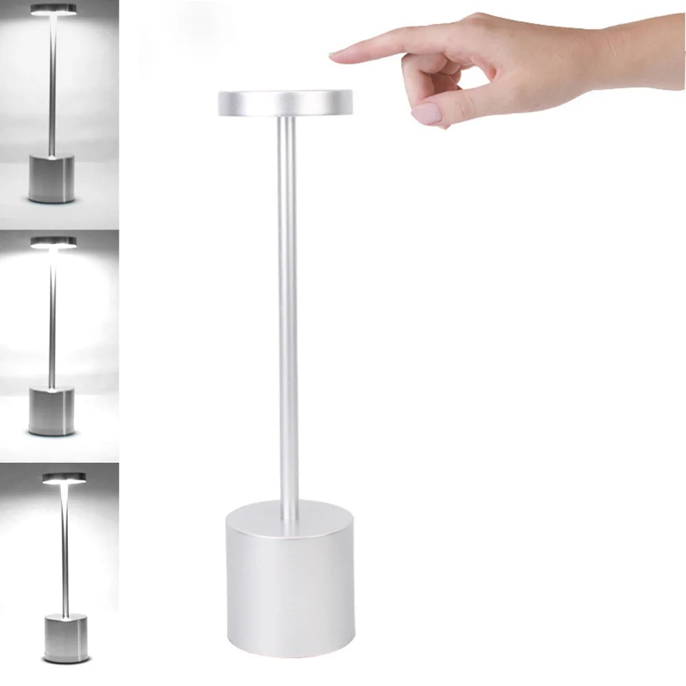 Portable Metal LED Desk Lamp – 3-Color Touch Sensor Night Light