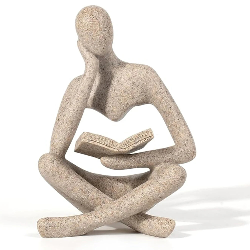 Modern Abstract Thinker Statue – Resin Art Sculpture for Bookshelf & Office Decor